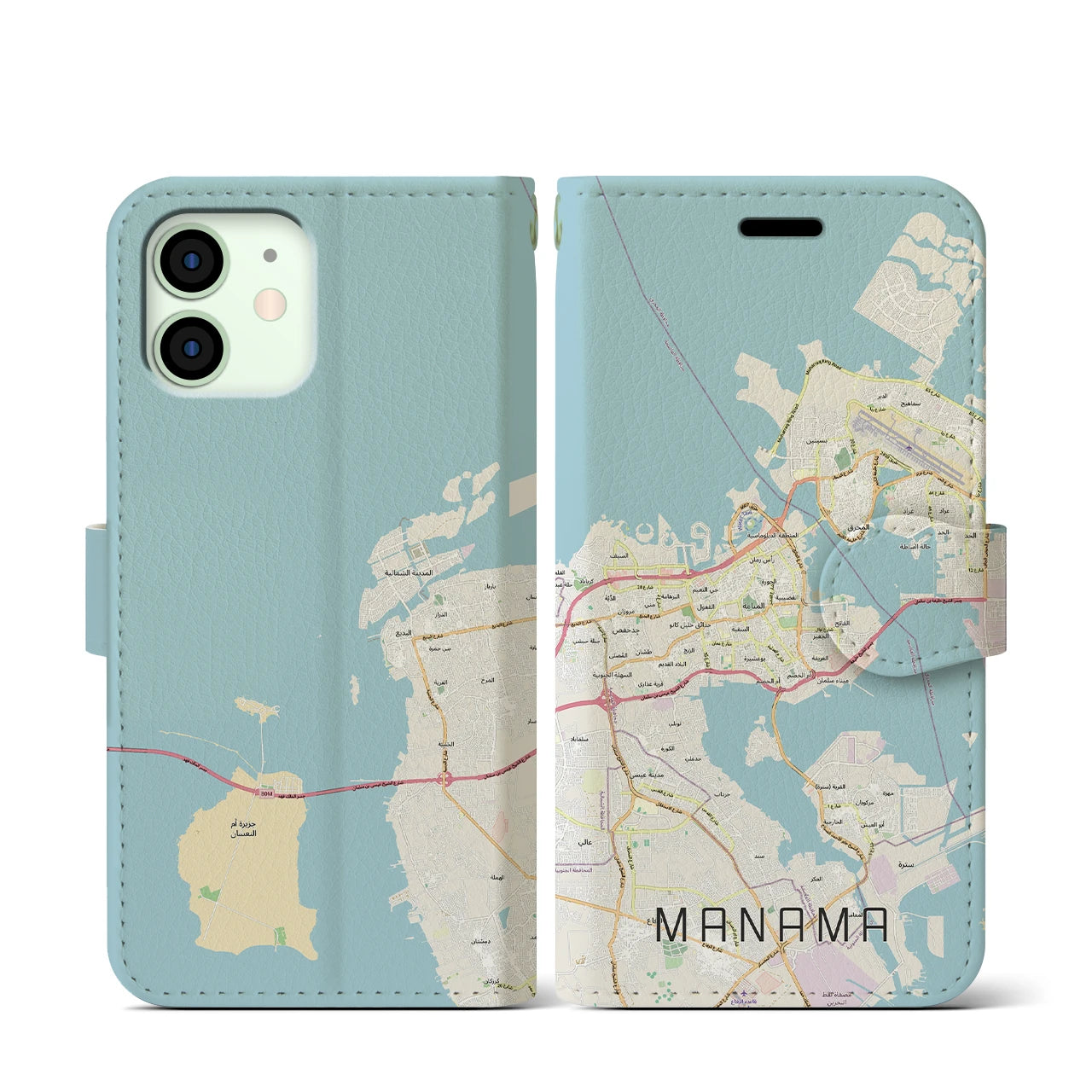 【マナーマ(バーレーン)】地図柄iPhoneケース(手帳タイプ)