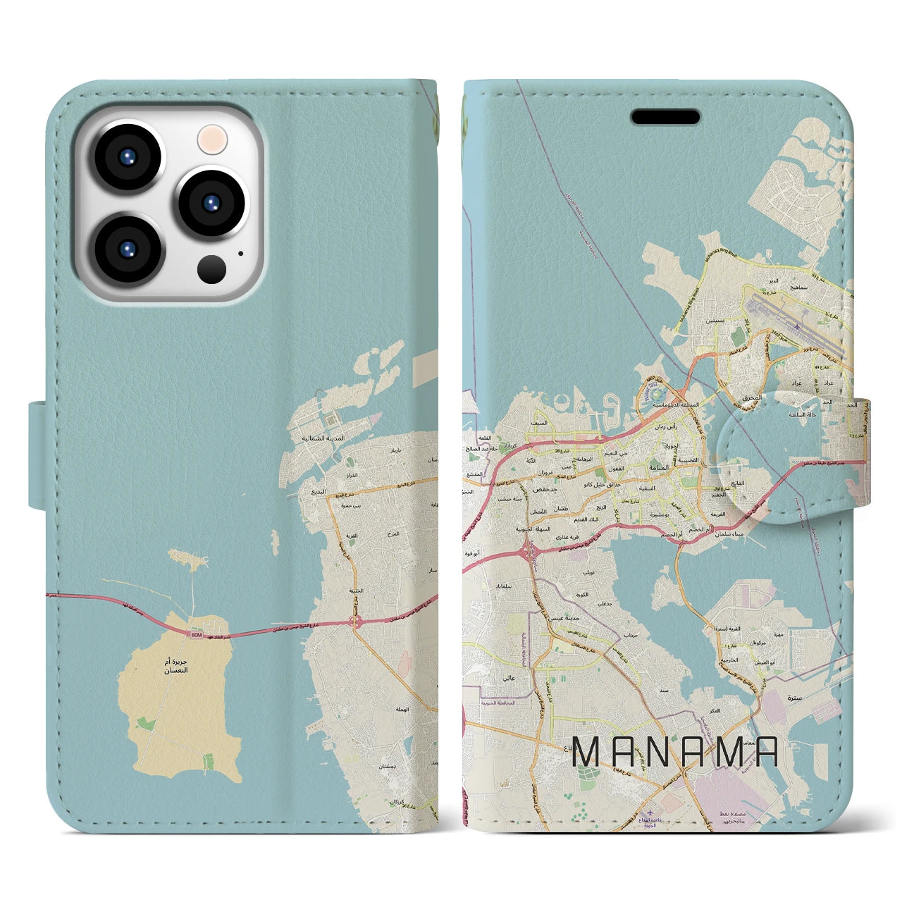 【マナーマ(バーレーン)】地図柄iPhoneケース(手帳タイプ)