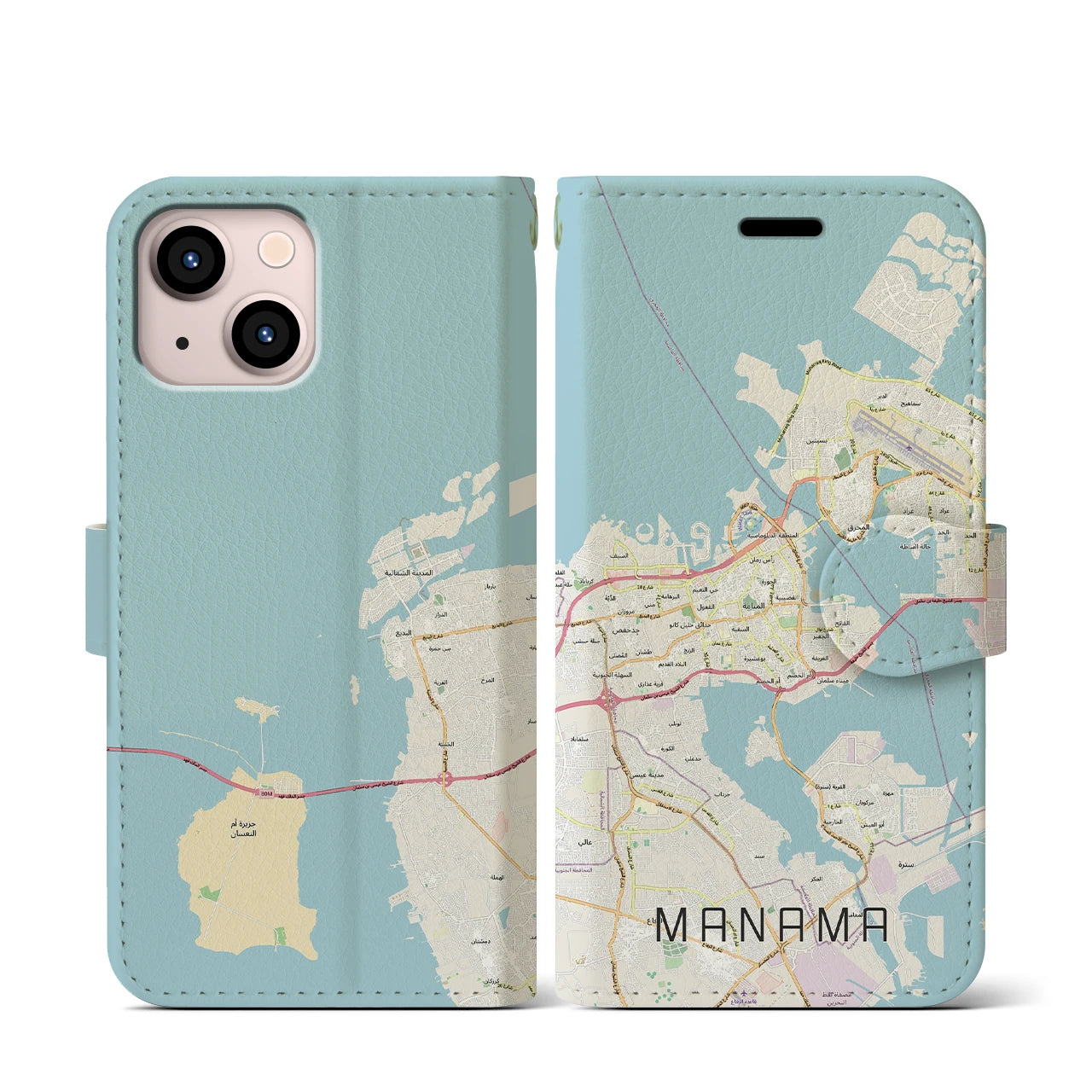 【マナーマ(バーレーン)】地図柄iPhoneケース(手帳タイプ)