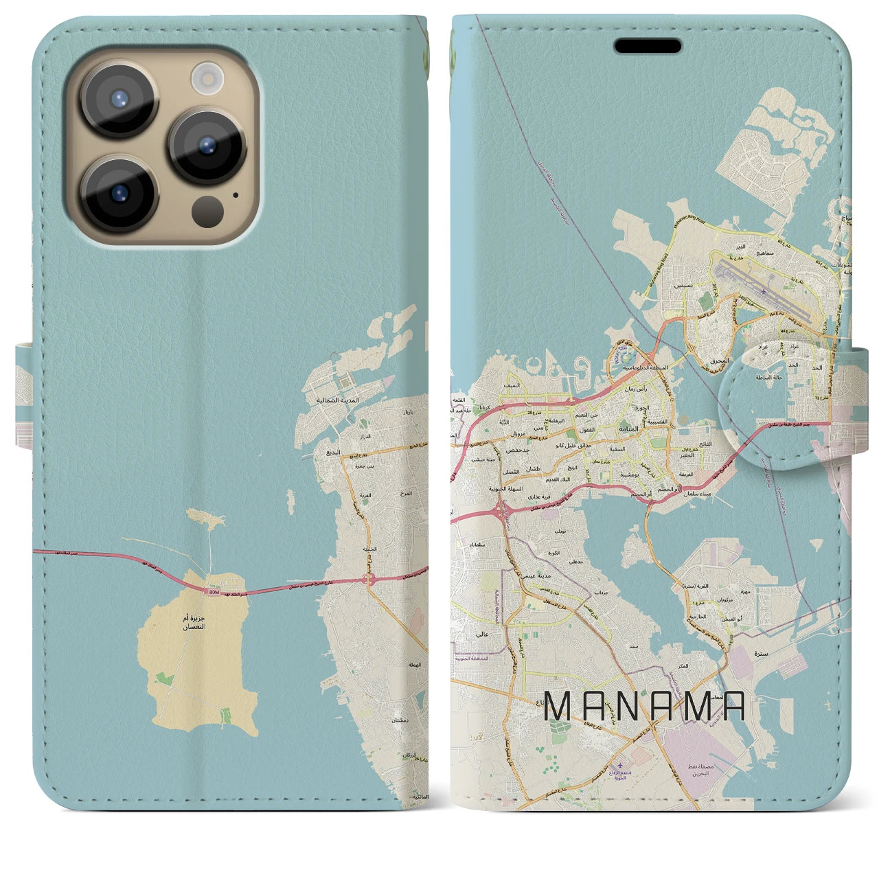 【マナーマ(バーレーン)】地図柄iPhoneケース(手帳タイプ)