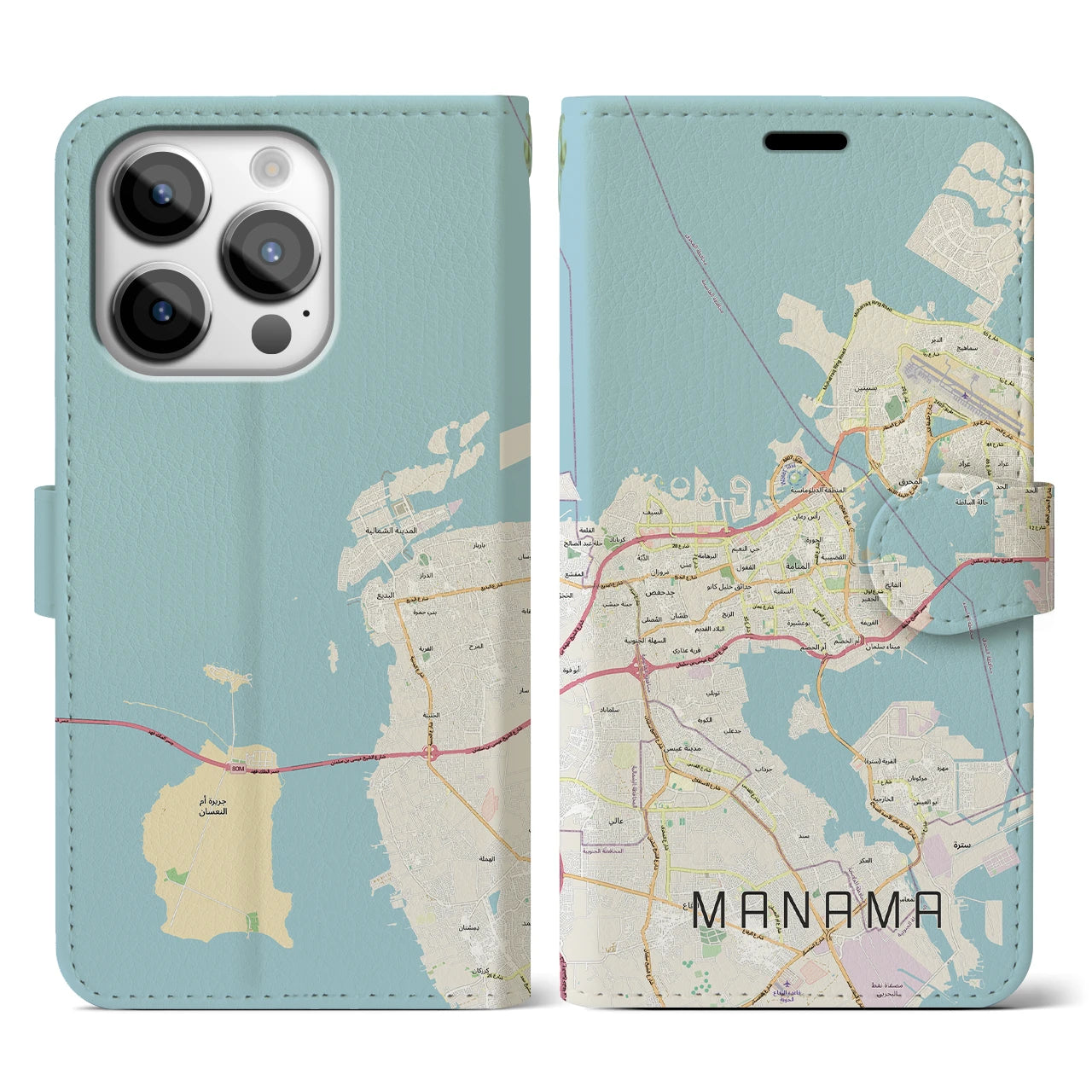 【マナーマ(バーレーン)】地図柄iPhoneケース(手帳タイプ)