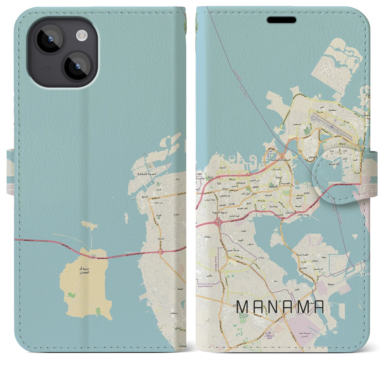 【マナーマ(バーレーン)】地図柄iPhoneケース(手帳タイプ)