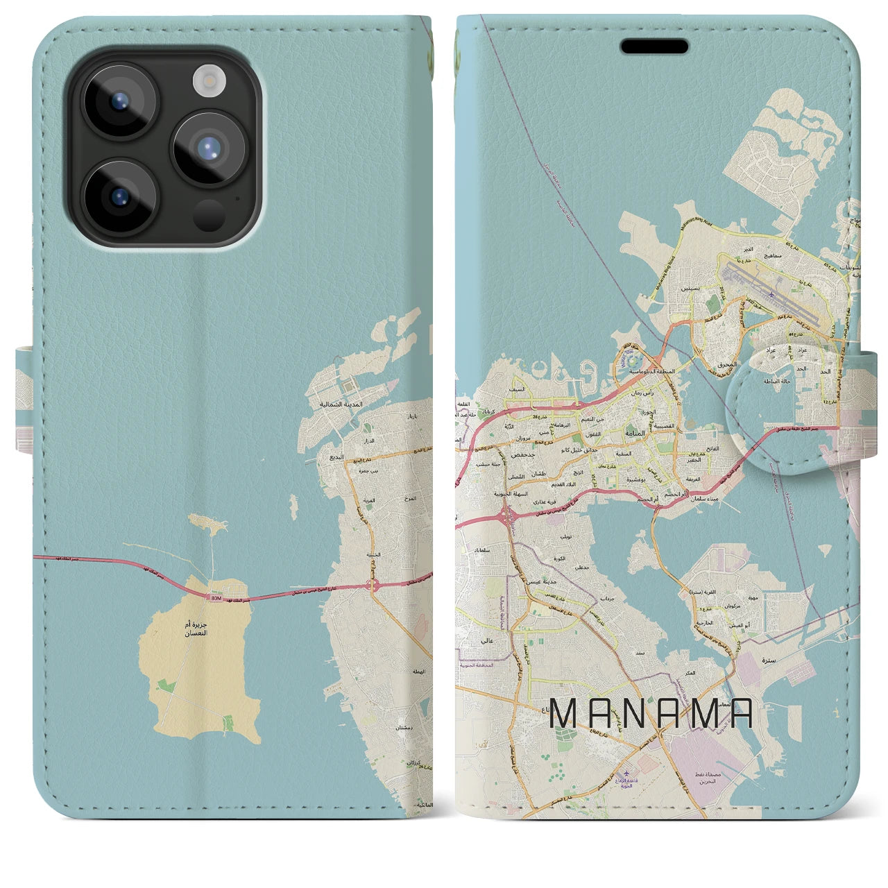 【マナーマ(バーレーン)】地図柄iPhoneケース(手帳タイプ)