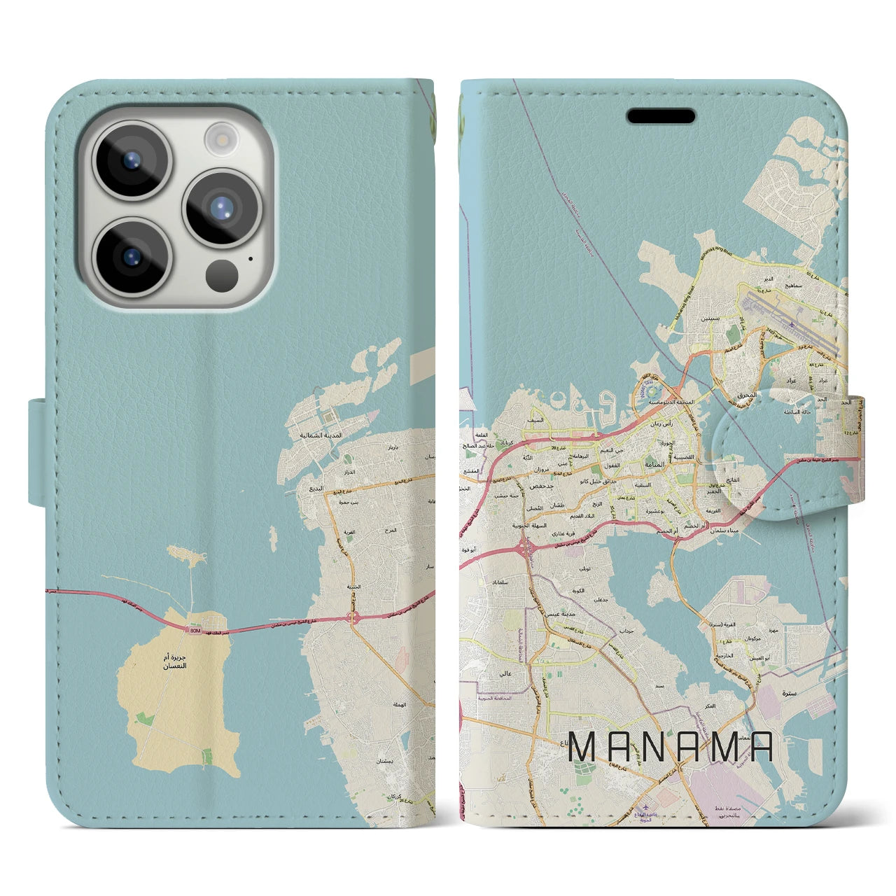 【マナーマ(バーレーン)】地図柄iPhoneケース(手帳タイプ)