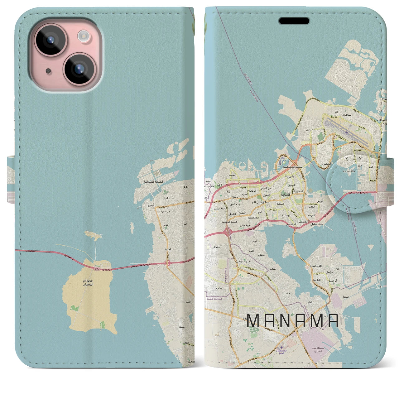 【マナーマ(バーレーン)】地図柄iPhoneケース(手帳タイプ)