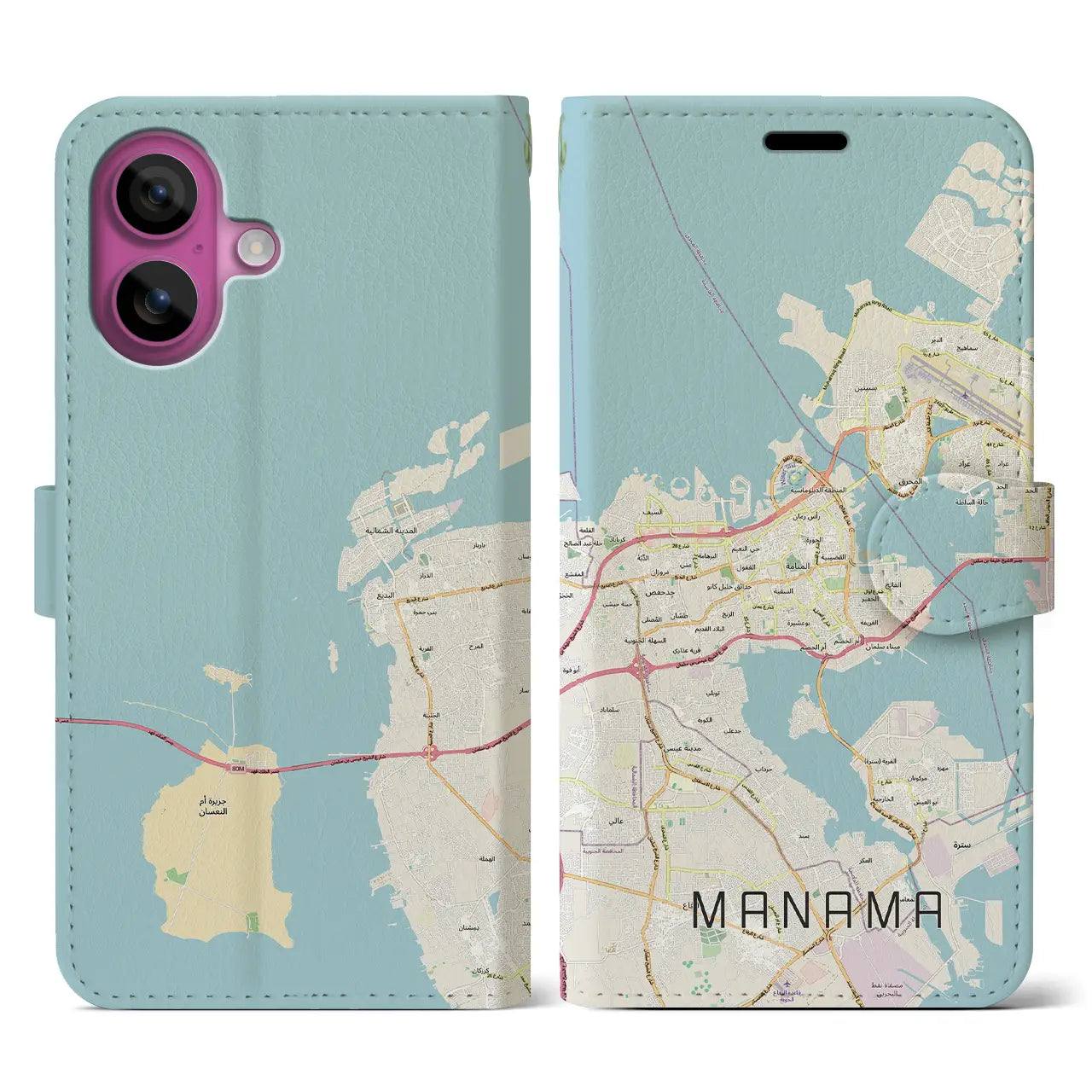 【マナーマ(バーレーン)】地図柄iPhoneケース(手帳タイプ)