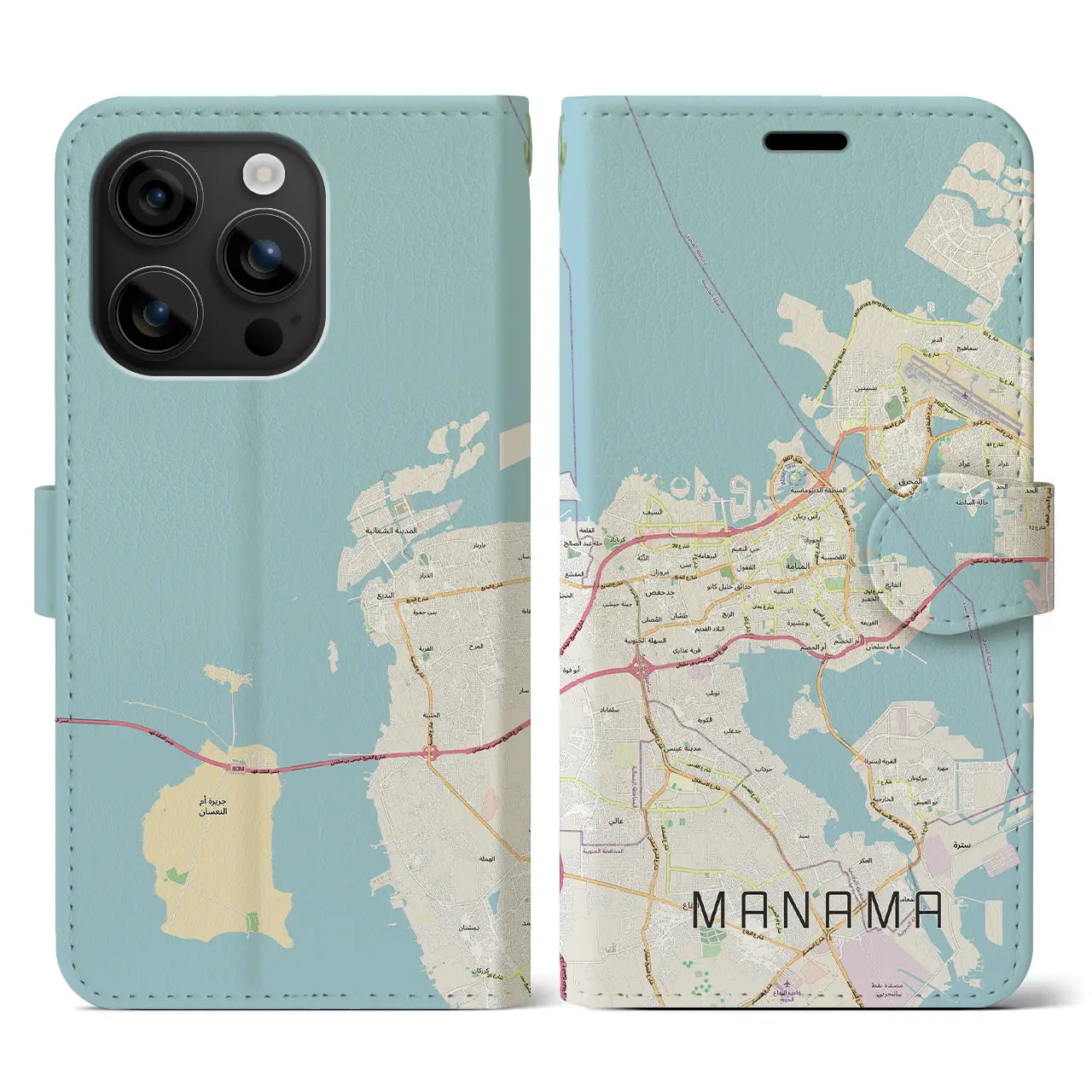 【マナーマ(バーレーン)】地図柄iPhoneケース(手帳タイプ)