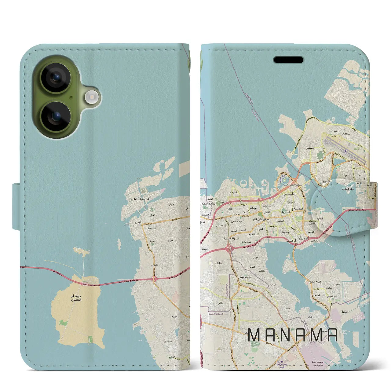 【マナーマ(バーレーン)】地図柄iPhoneケース(手帳タイプ)