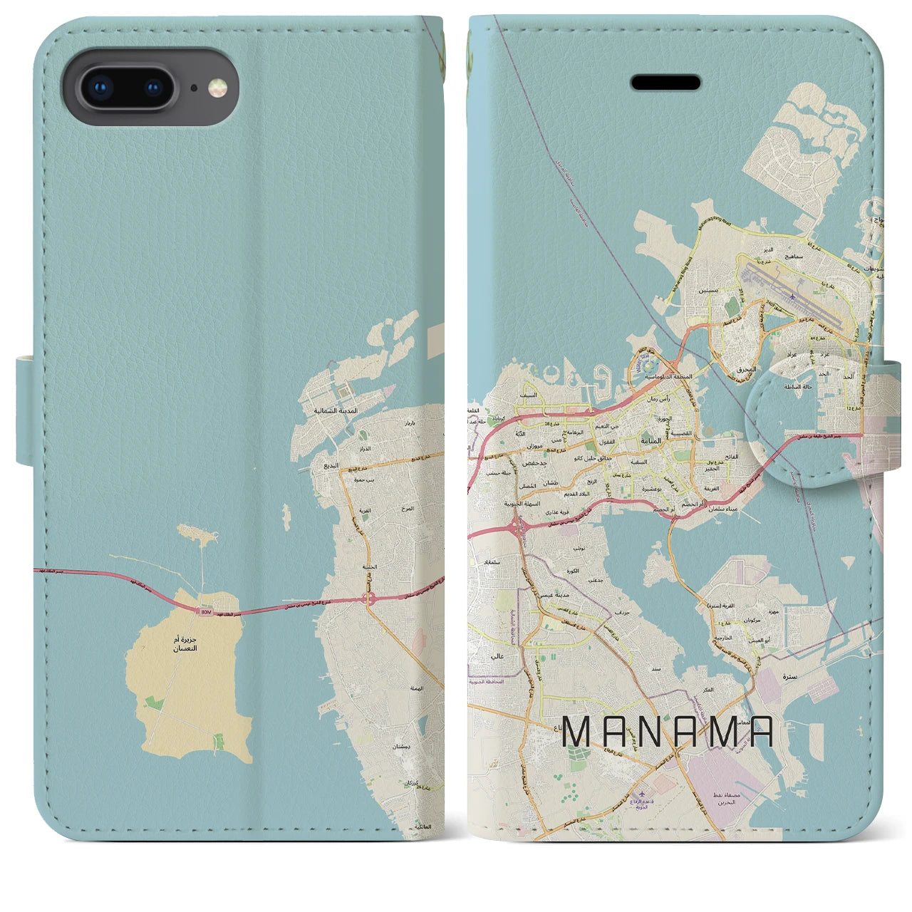 【マナーマ(バーレーン)】地図柄iPhoneケース(手帳タイプ)