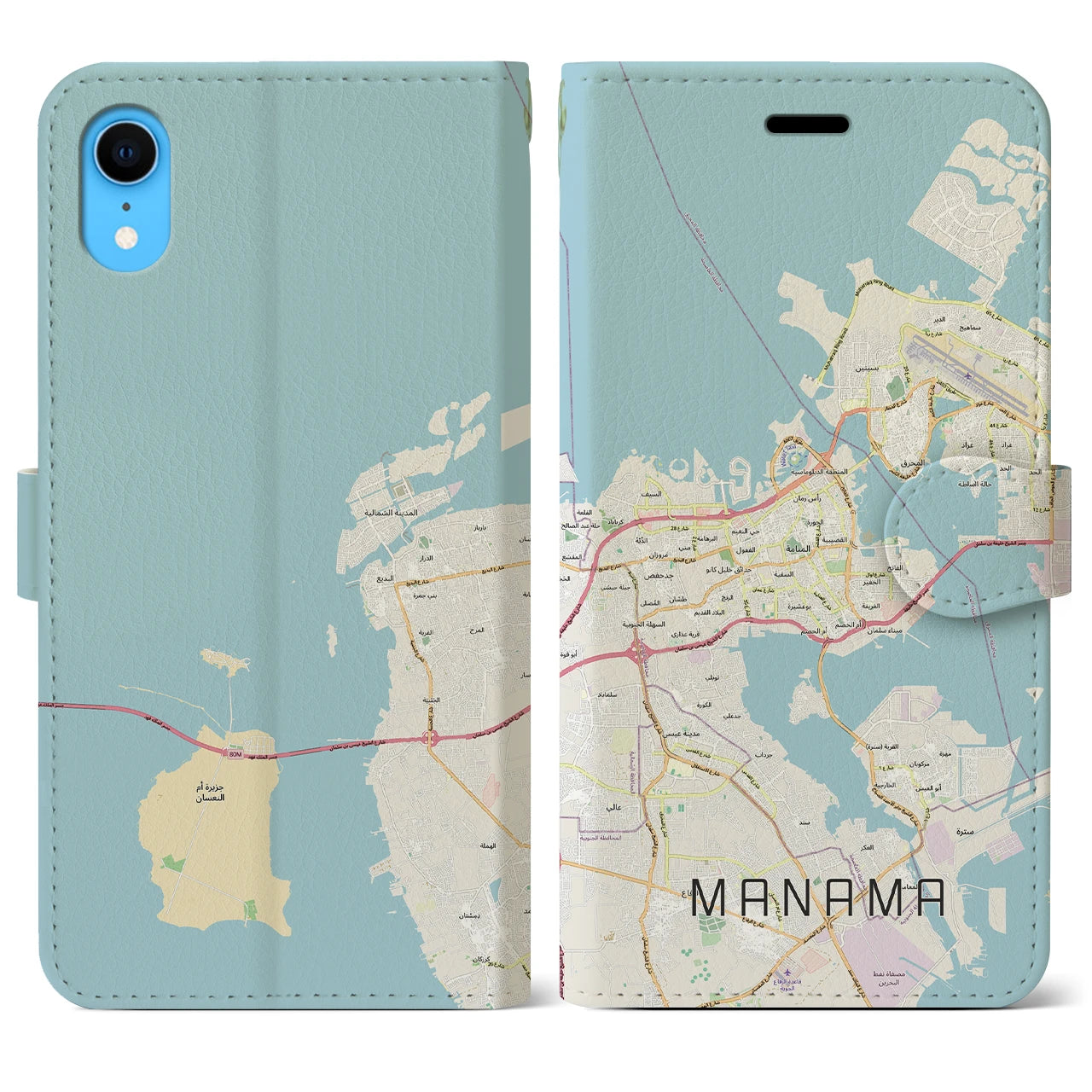 【マナーマ(バーレーン)】地図柄iPhoneケース(手帳タイプ)
