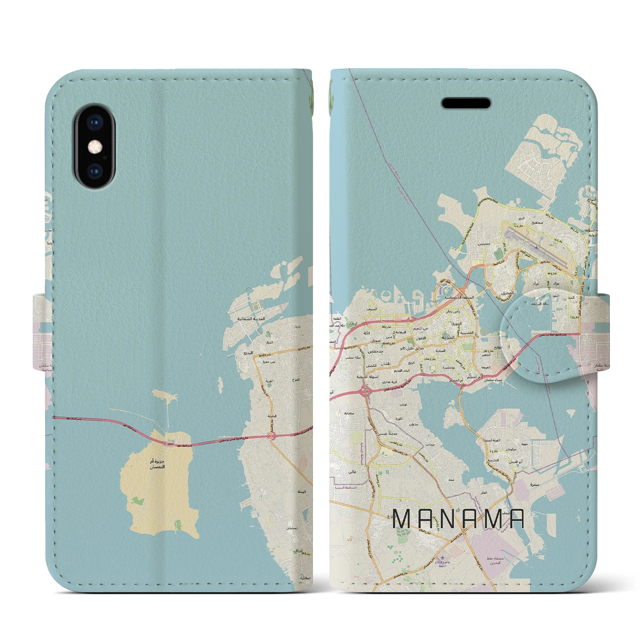 【マナーマ(バーレーン)】地図柄iPhoneケース(手帳タイプ)