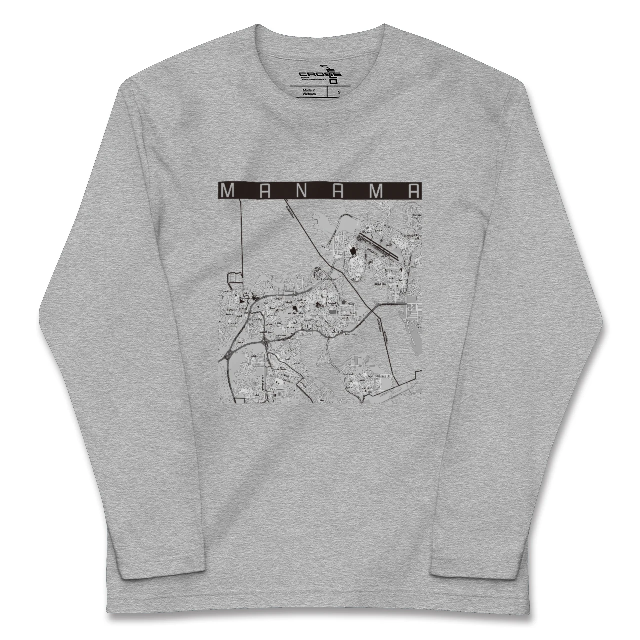 【マナーマ(バーレーン)】地図柄ロングスリーブTシャツ