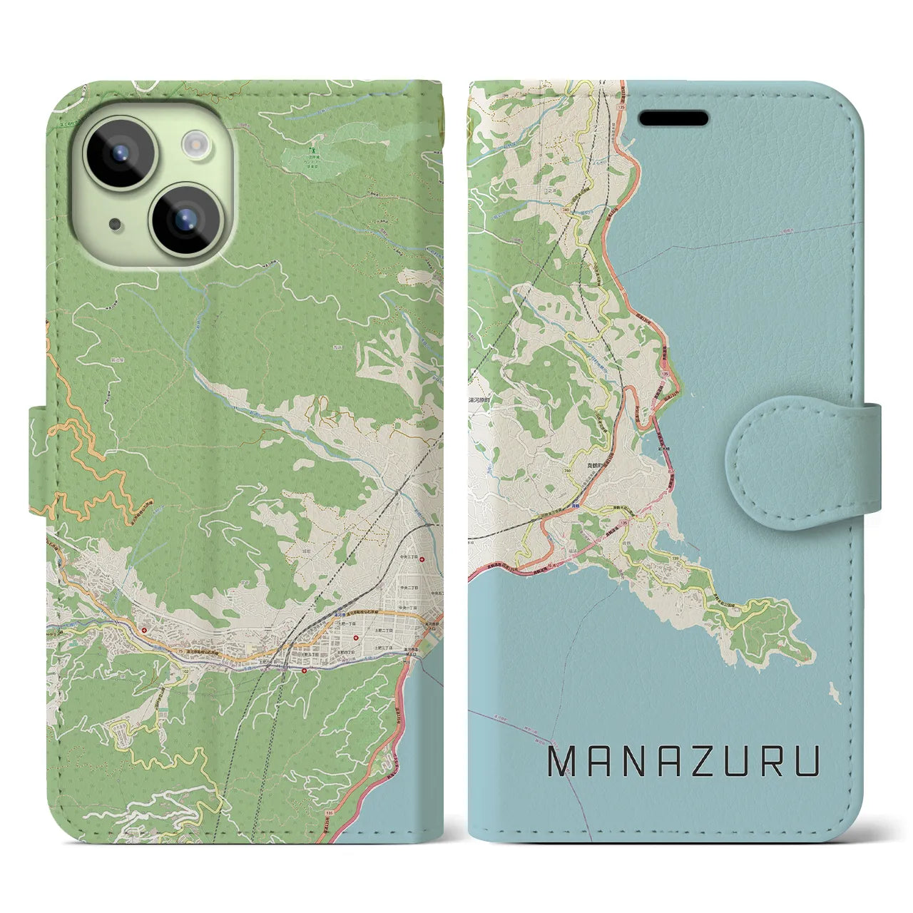 【真鶴(神奈川県)】地図柄iPhoneケース(手帳タイプ)