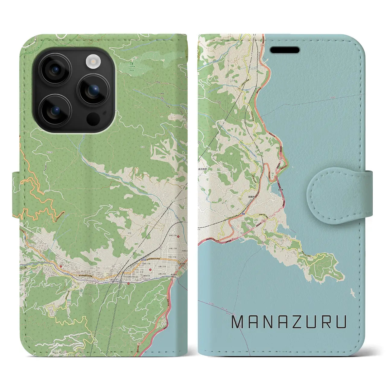 【真鶴(神奈川県)】地図柄iPhoneケース(手帳タイプ)ナチュラル・iPhone 16 用