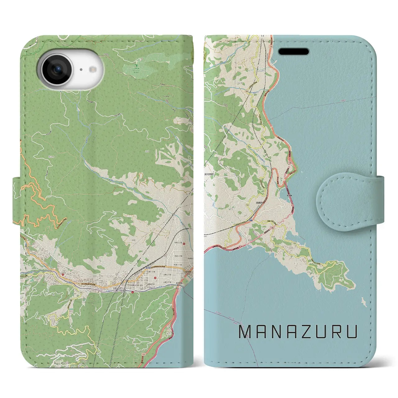 【真鶴(神奈川県)】地図柄iPhoneケース(手帳タイプ)