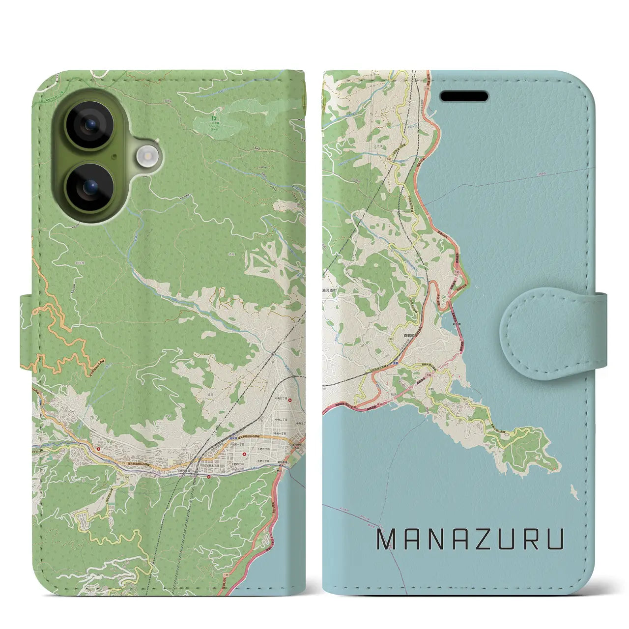 【真鶴(神奈川県)】地図柄iPhoneケース(手帳タイプ)ナチュラル・iPhone 17 Pro Max 用
