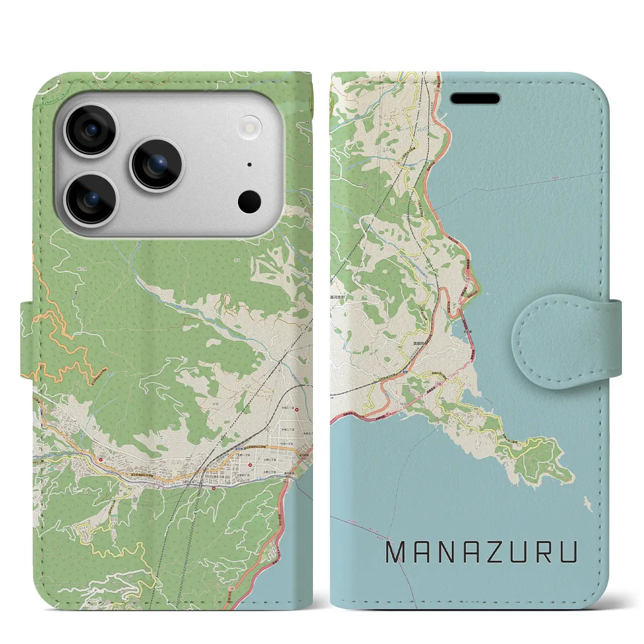 【真鶴(神奈川県)】地図柄iPhoneケース(手帳タイプ)モノトーン・iPhone 17 Pro Max 用