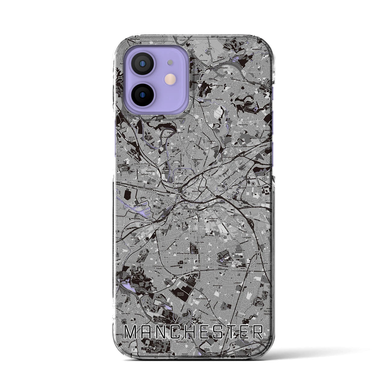 【マンチェスター(イギリス)】地図柄iPhoneケース(クリアタイプ)