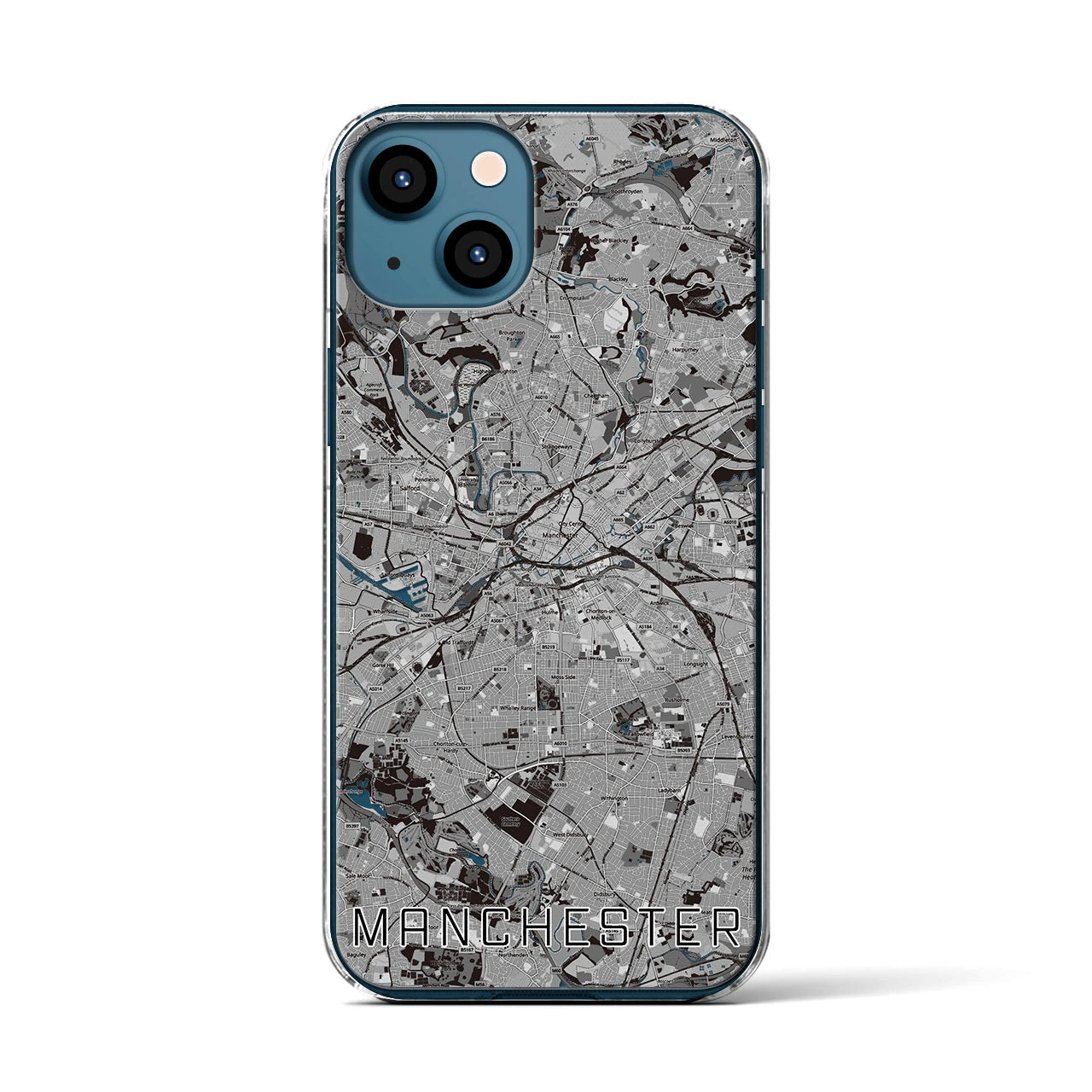 【マンチェスター(イギリス)】地図柄iPhoneケース(クリアタイプ)