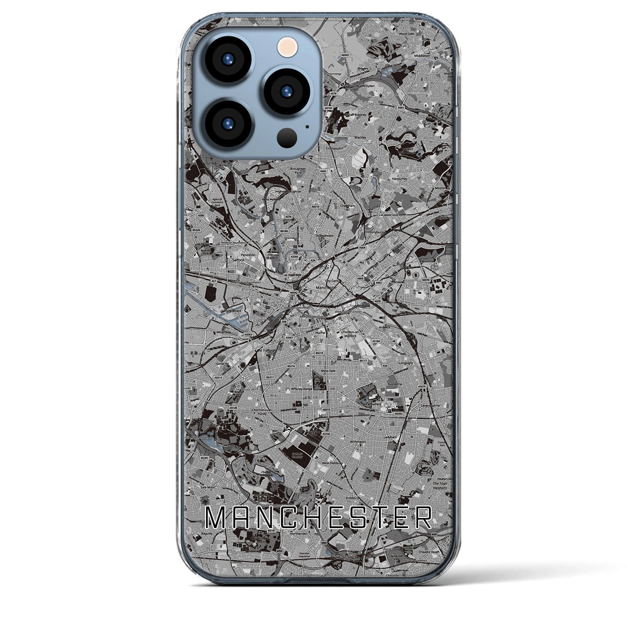 【マンチェスター(イギリス)】地図柄iPhoneケース(クリアタイプ)