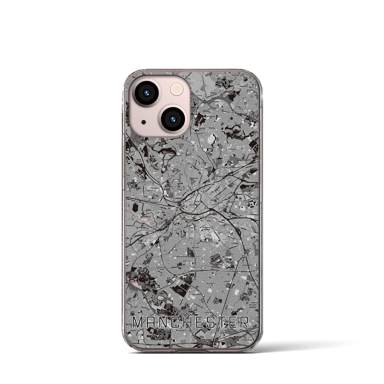【マンチェスター(イギリス)】地図柄iPhoneケース(クリアタイプ)