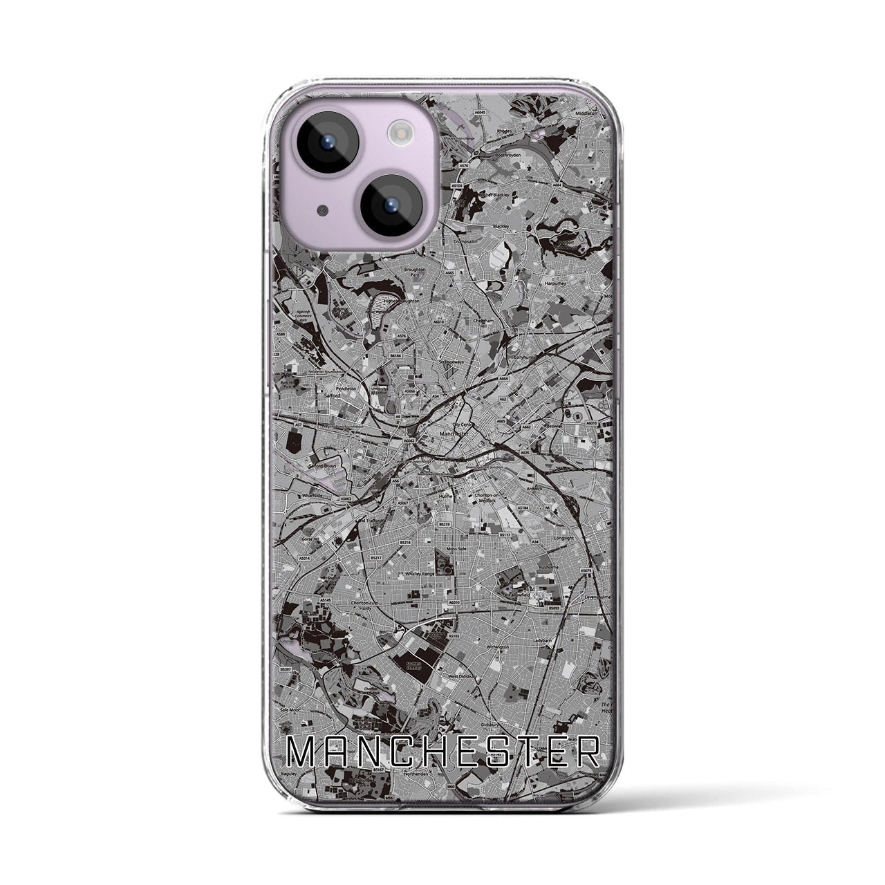 【マンチェスター(イギリス)】地図柄iPhoneケース(クリアタイプ)