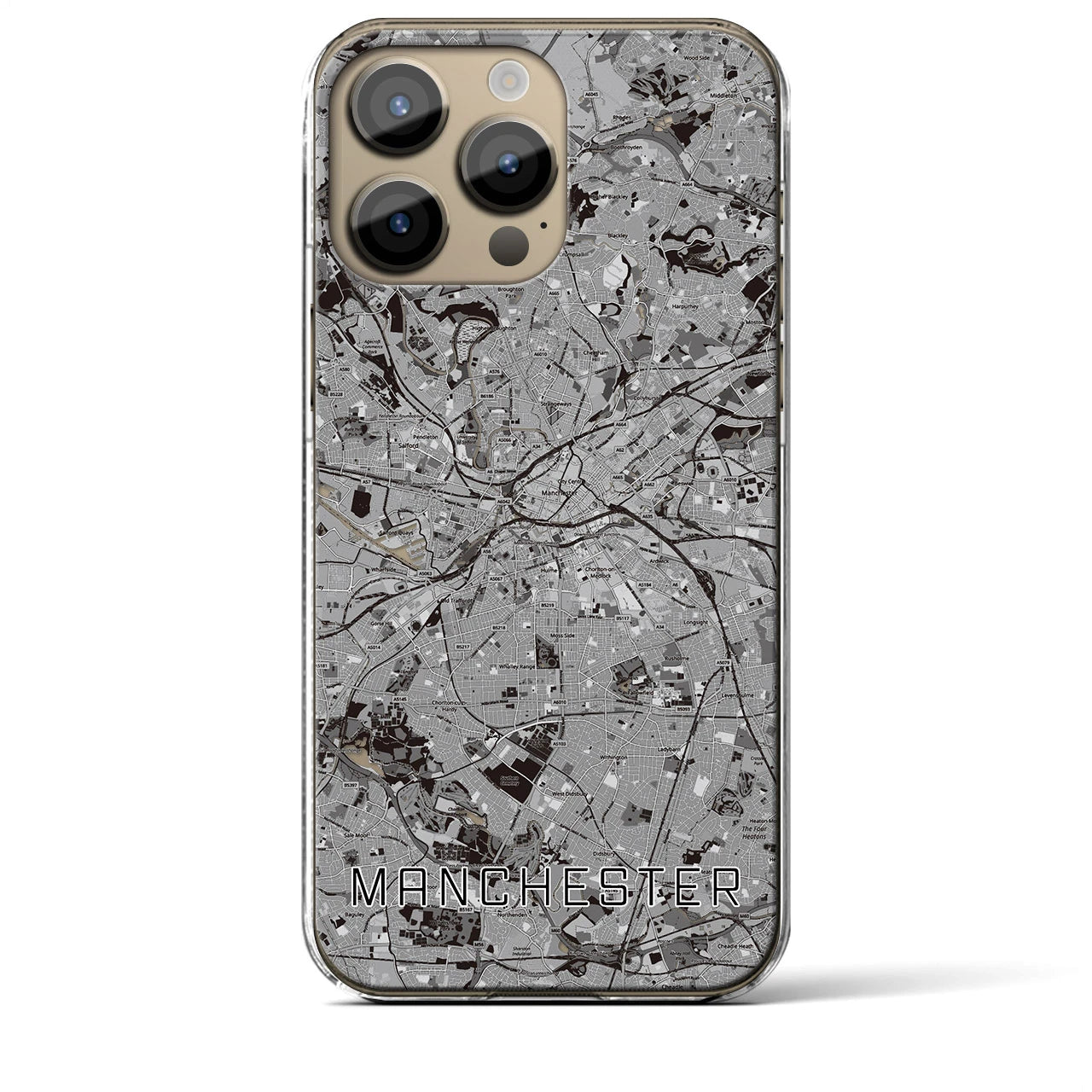 【マンチェスター(イギリス)】地図柄iPhoneケース(クリアタイプ)