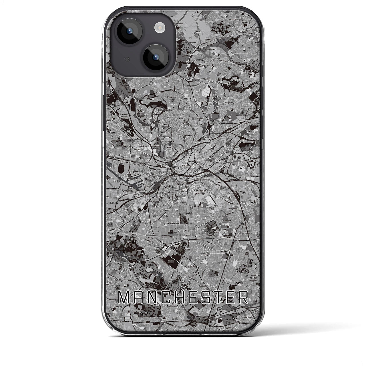 【マンチェスター(イギリス)】地図柄iPhoneケース(クリアタイプ)