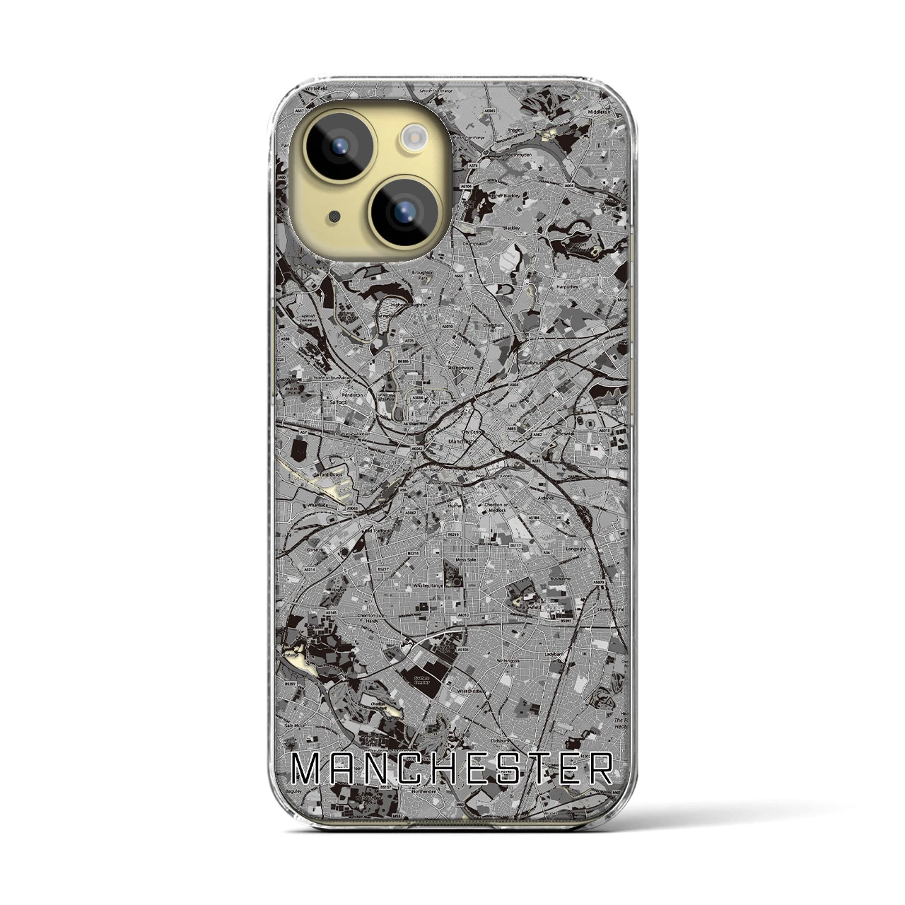 【マンチェスター(イギリス)】地図柄iPhoneケース(クリアタイプ)