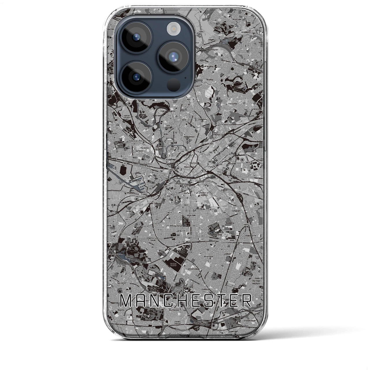 【マンチェスター(イギリス)】地図柄iPhoneケース(クリアタイプ)