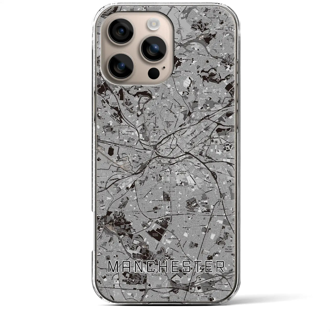【マンチェスター(イギリス)】地図柄iPhoneケース(クリアタイプ)