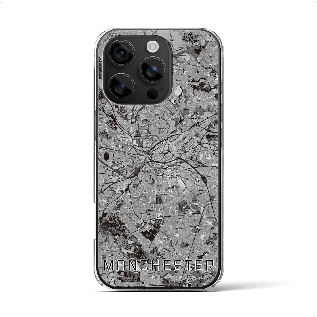 【マンチェスター(イギリス)】地図柄iPhoneケース(クリアタイプ)