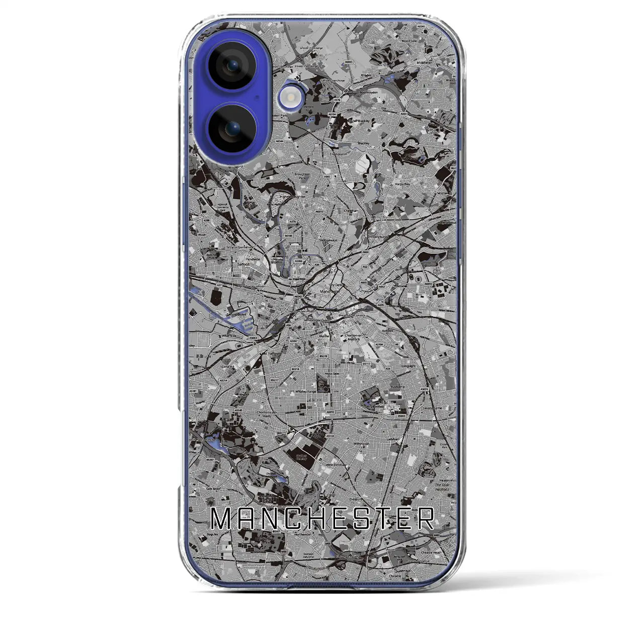 【マンチェスター(イギリス)】地図柄iPhoneケース(クリアタイプ)
