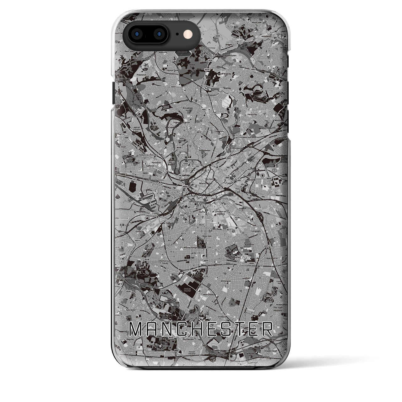 【マンチェスター(イギリス)】地図柄iPhoneケース(クリアタイプ)