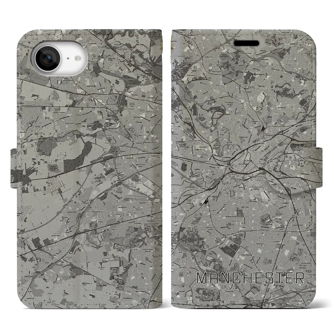 【マンチェスター(イギリス)】地図柄iPhoneケース(手帳タイプ)