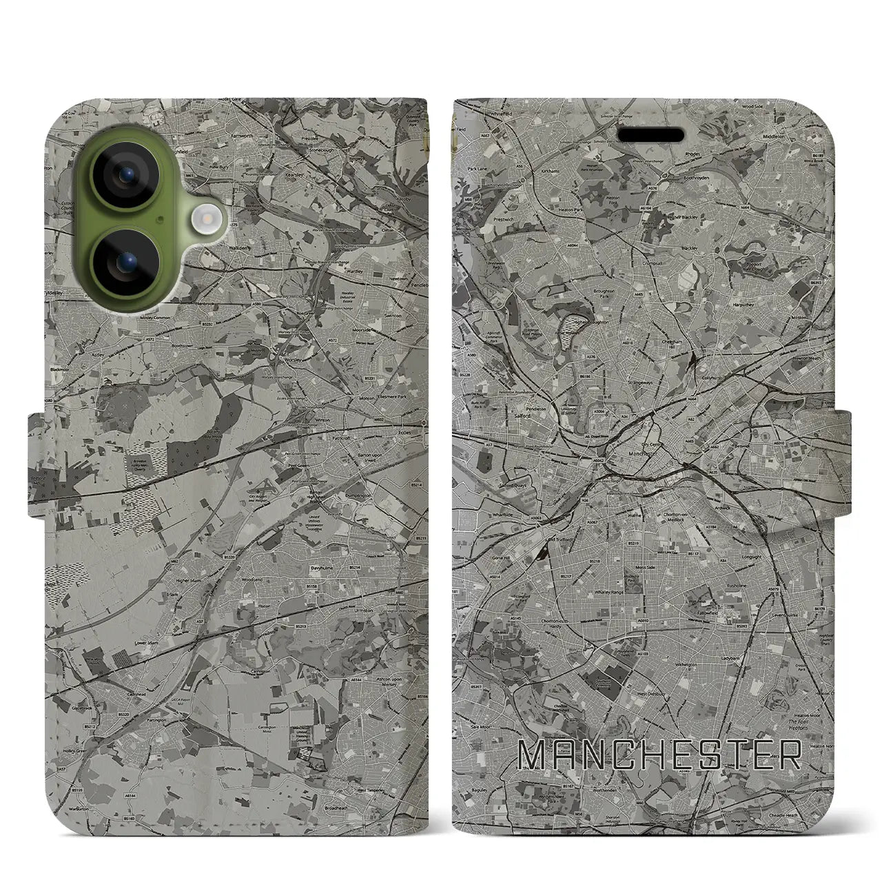 【マンチェスター(イギリス)】地図柄iPhoneケース(手帳タイプ)