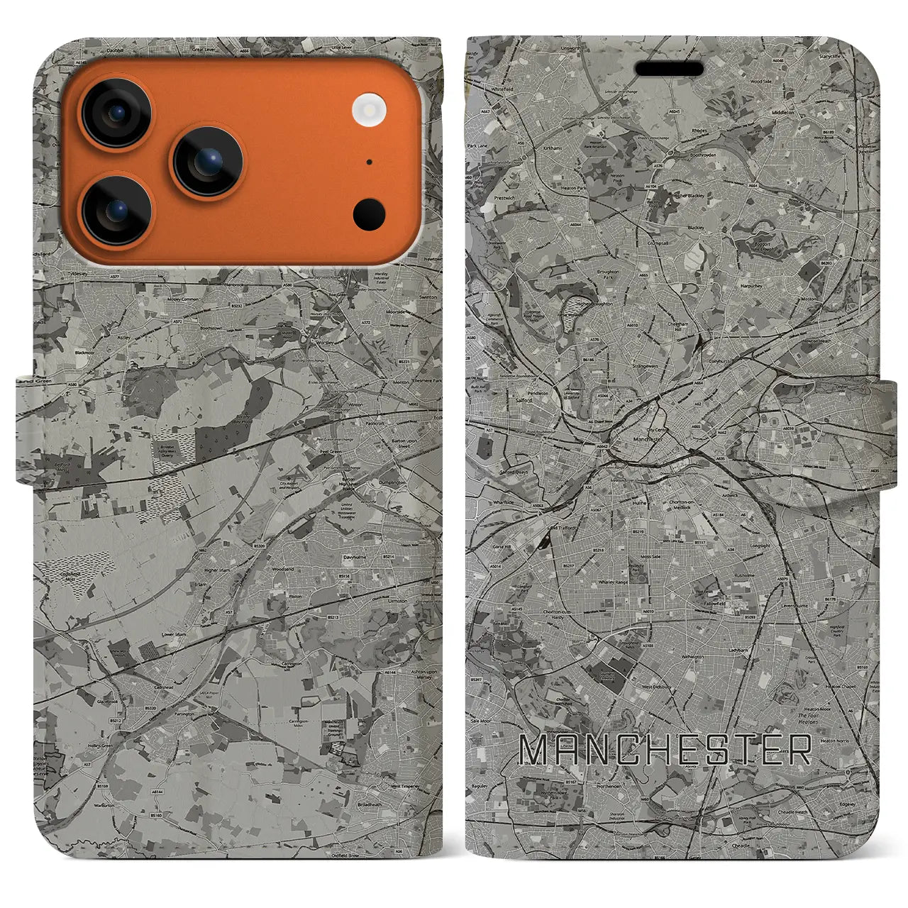 【マンチェスター(イギリス)】地図柄iPhoneケース(手帳タイプ)