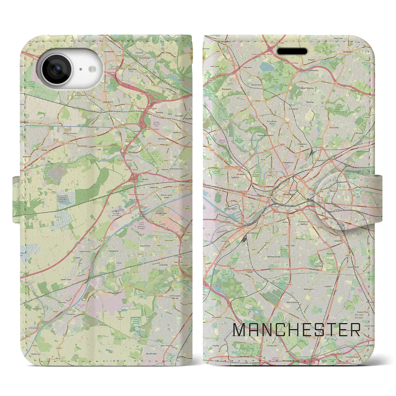 【マンチェスター(イギリス)】地図柄iPhoneケース(手帳タイプ)