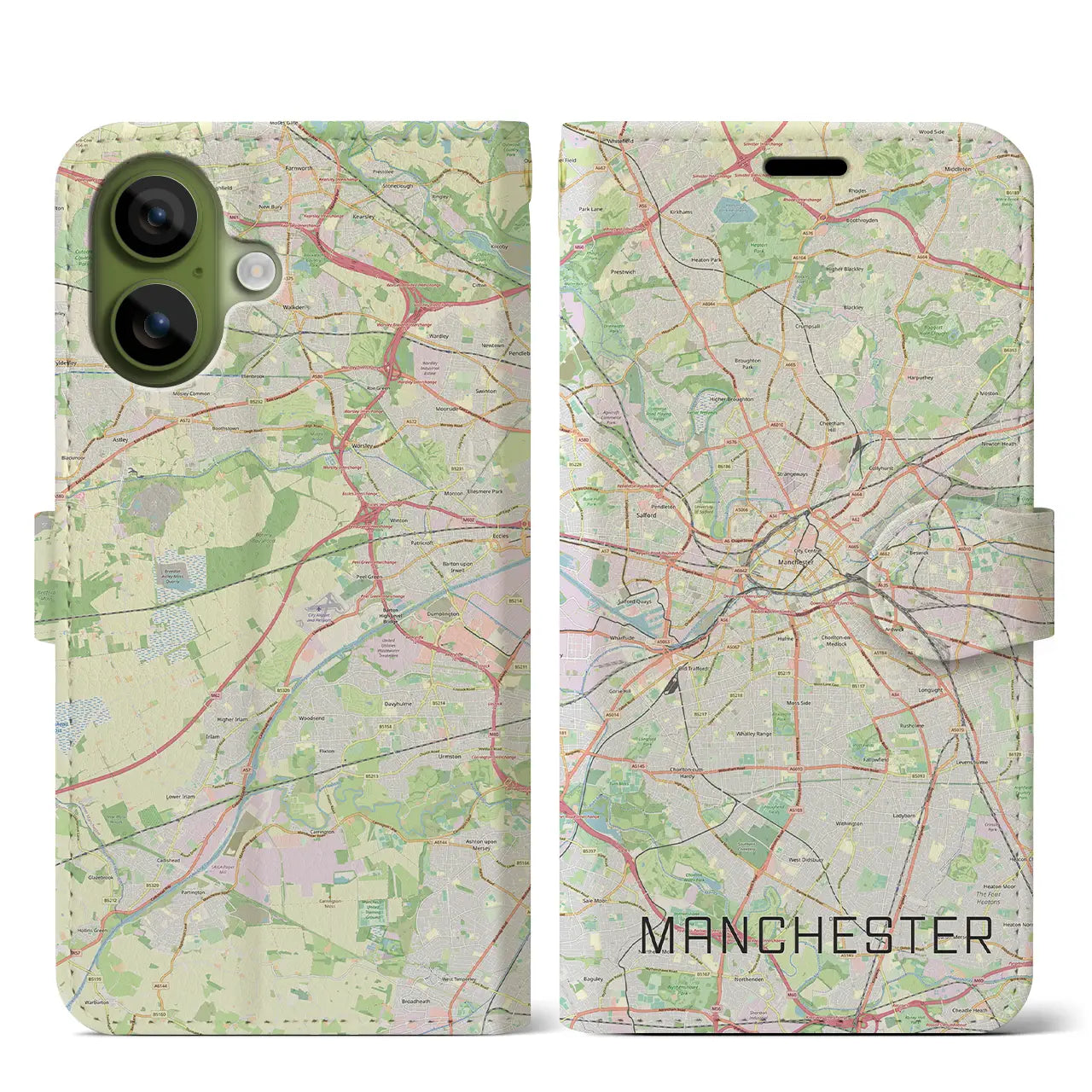 【マンチェスター(イギリス)】地図柄iPhoneケース(手帳タイプ)