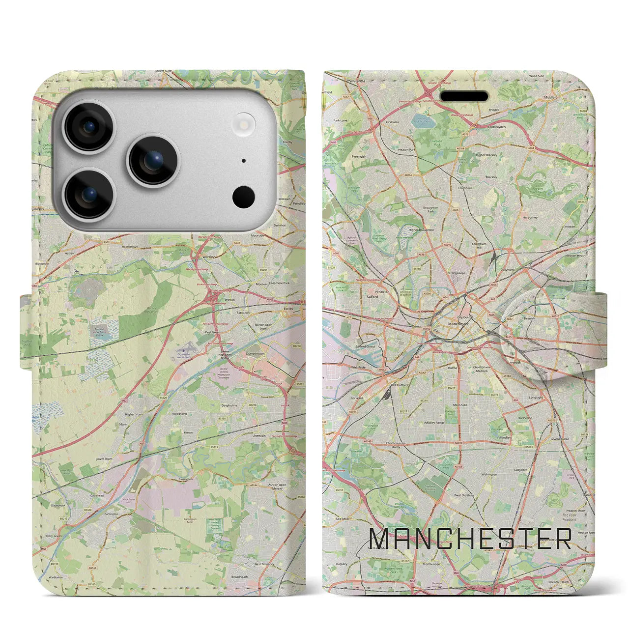 【マンチェスター(イギリス)】地図柄iPhoneケース(手帳タイプ)