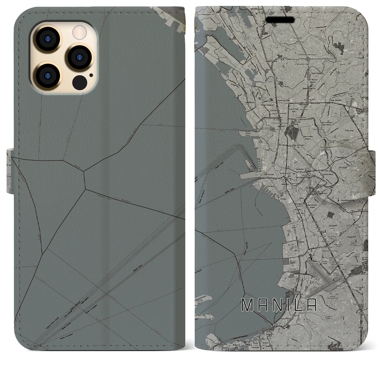 【マニラ(フィリピン)】地図柄iPhoneケース(手帳タイプ)