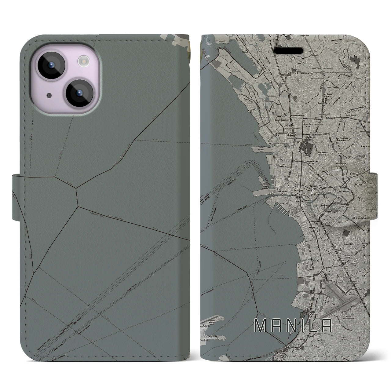 【マニラ(フィリピン)】地図柄iPhoneケース(手帳タイプ)