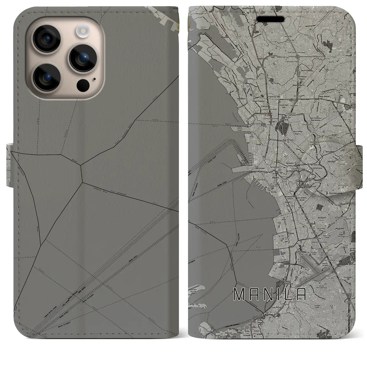 【マニラ(フィリピン)】地図柄iPhoneケース(手帳タイプ)