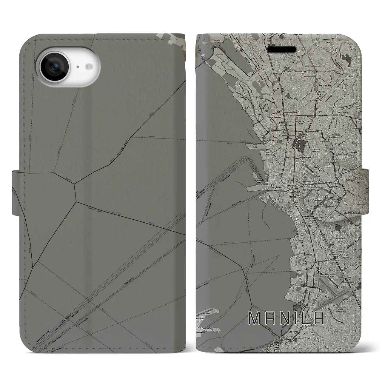 【マニラ(フィリピン)】地図柄iPhoneケース(手帳タイプ)