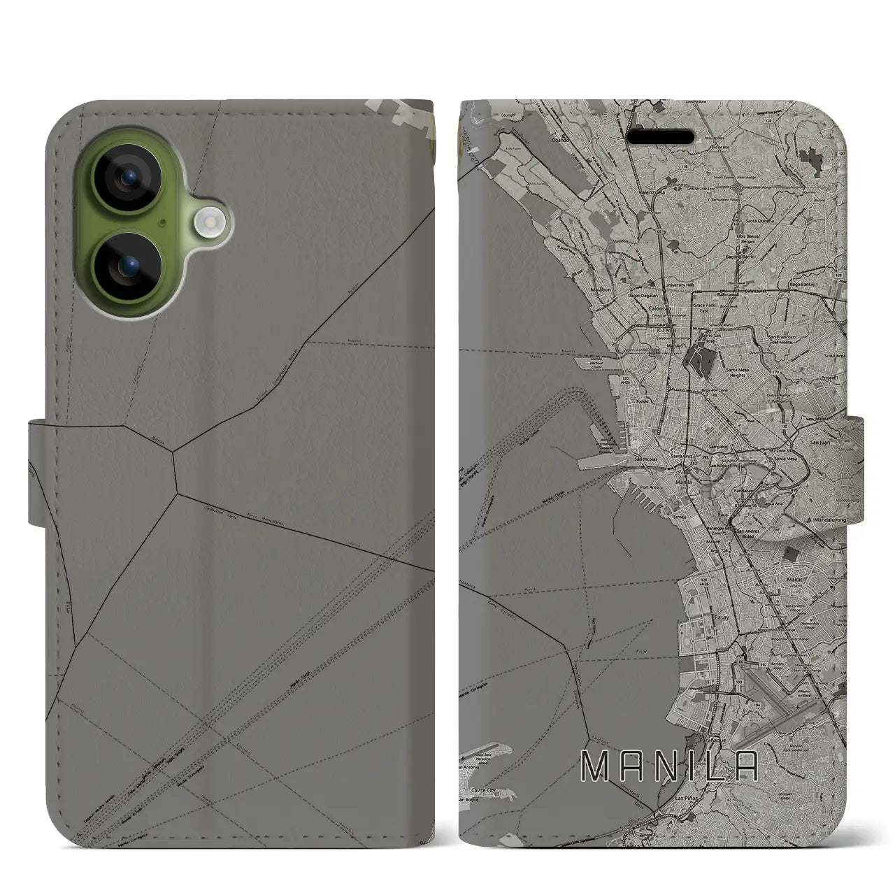 【マニラ(フィリピン)】地図柄iPhoneケース(手帳タイプ)