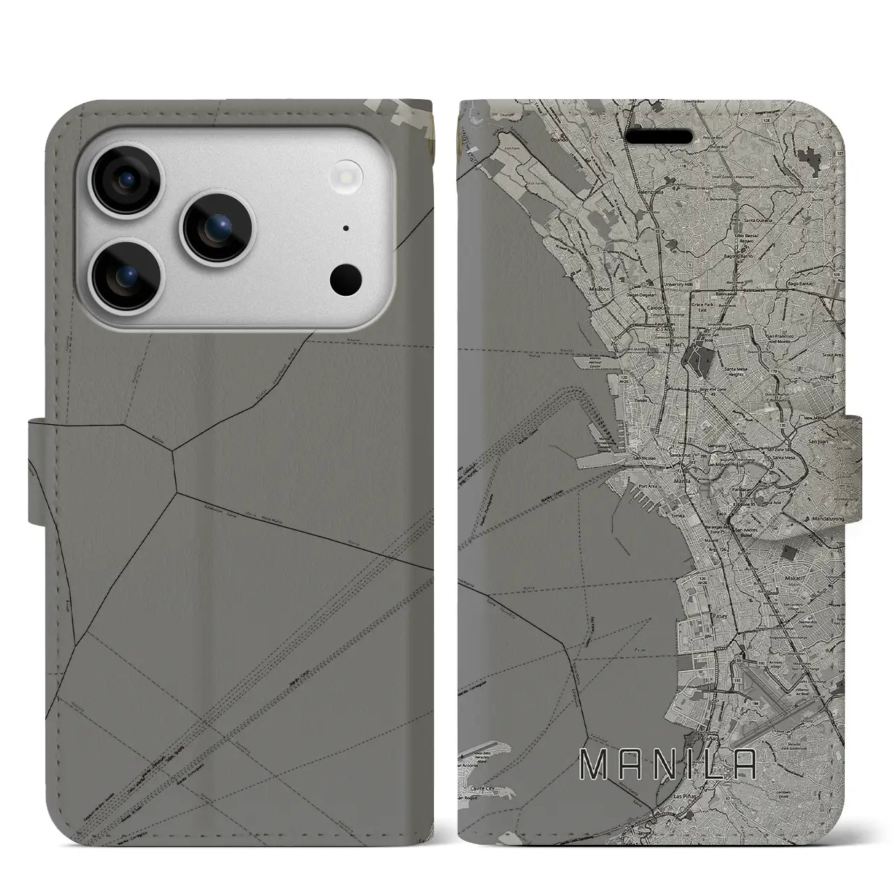 【マニラ(フィリピン)】地図柄iPhoneケース(手帳タイプ)