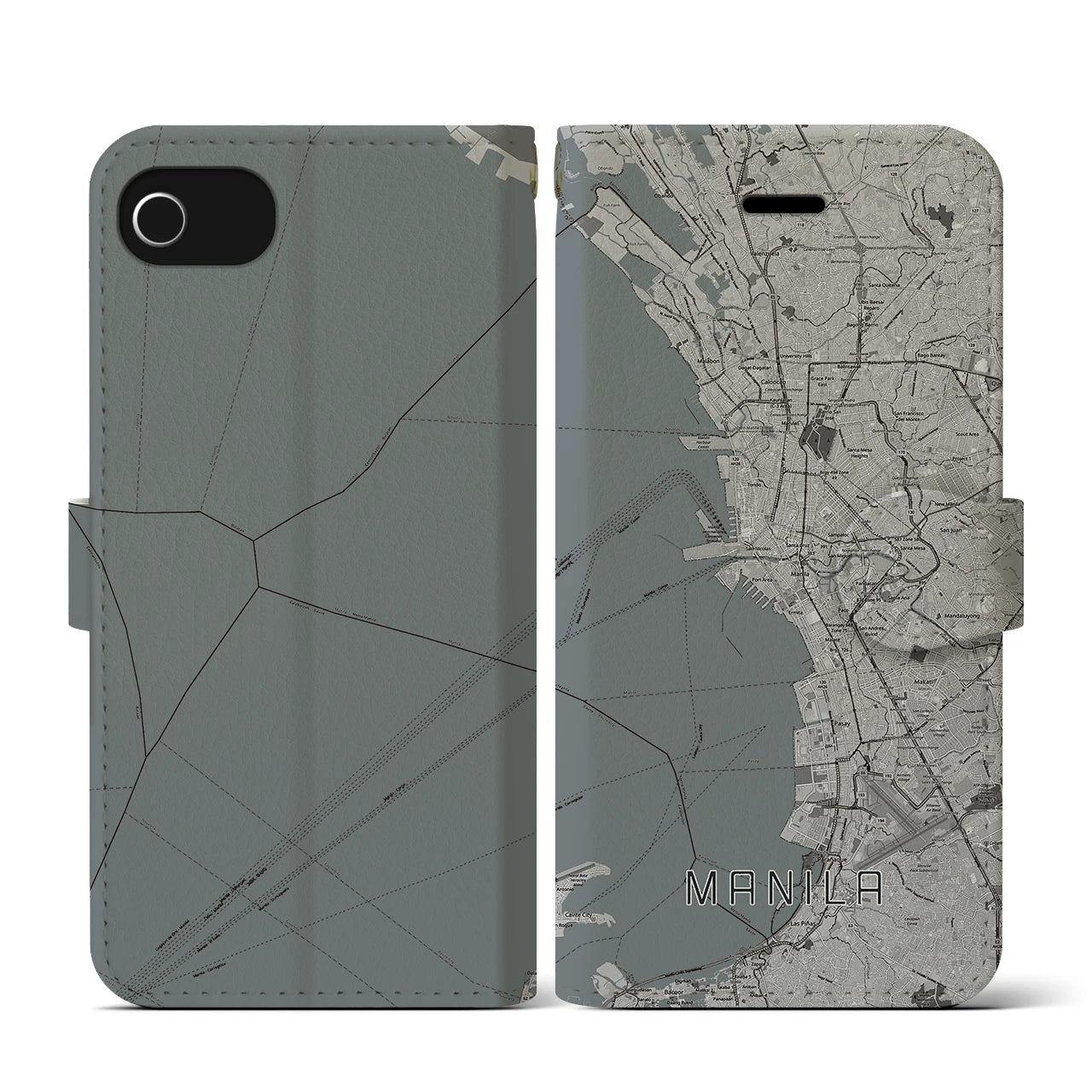 【マニラ(フィリピン)】地図柄iPhoneケース(手帳タイプ)