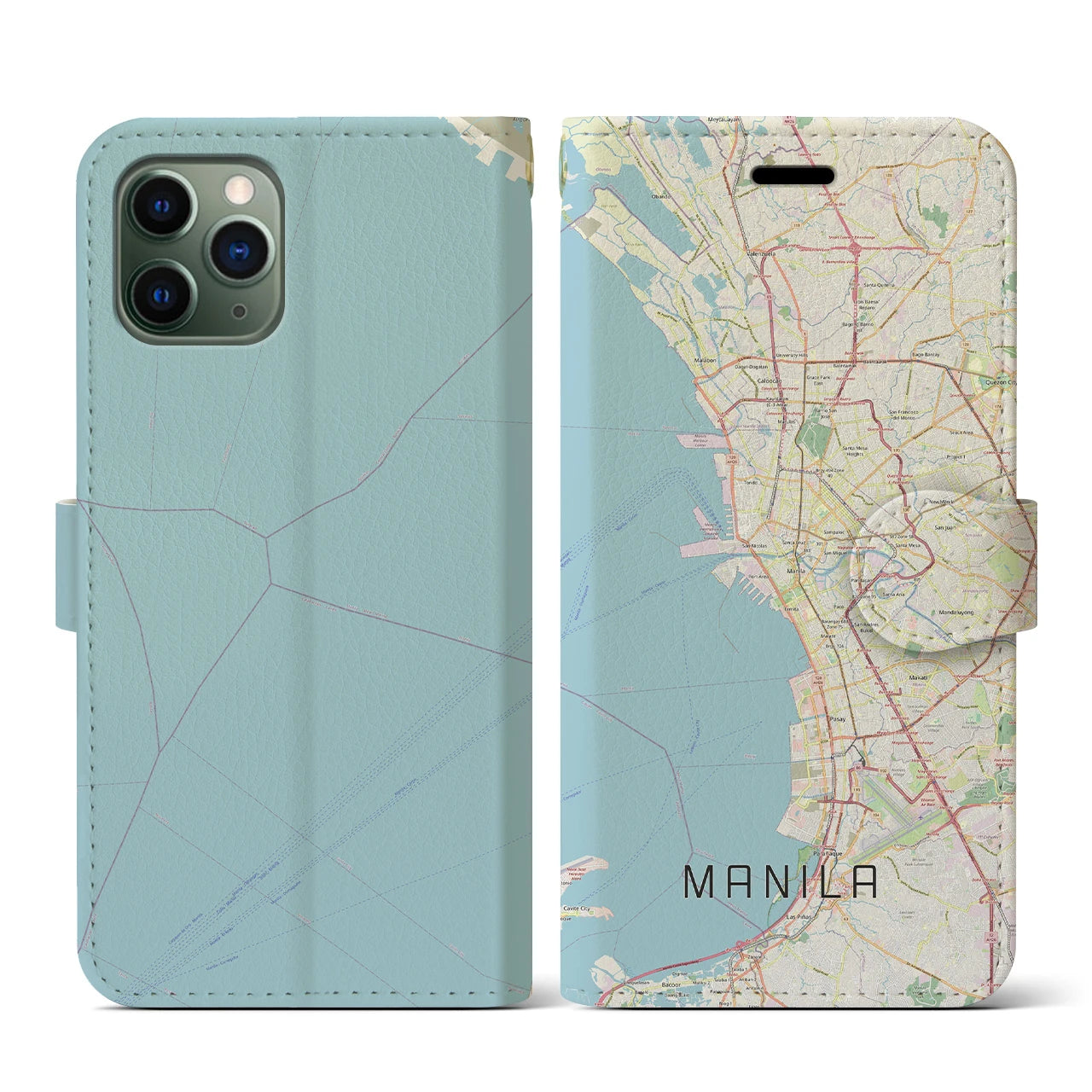 【マニラ(フィリピン)】地図柄iPhoneケース(手帳タイプ)ナチュラル・iPhone 11 Pro 用