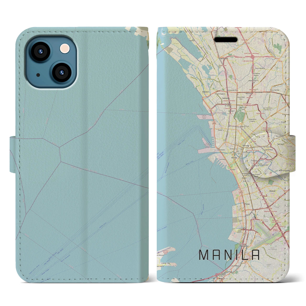 【マニラ(フィリピン)】地図柄iPhoneケース(手帳タイプ)