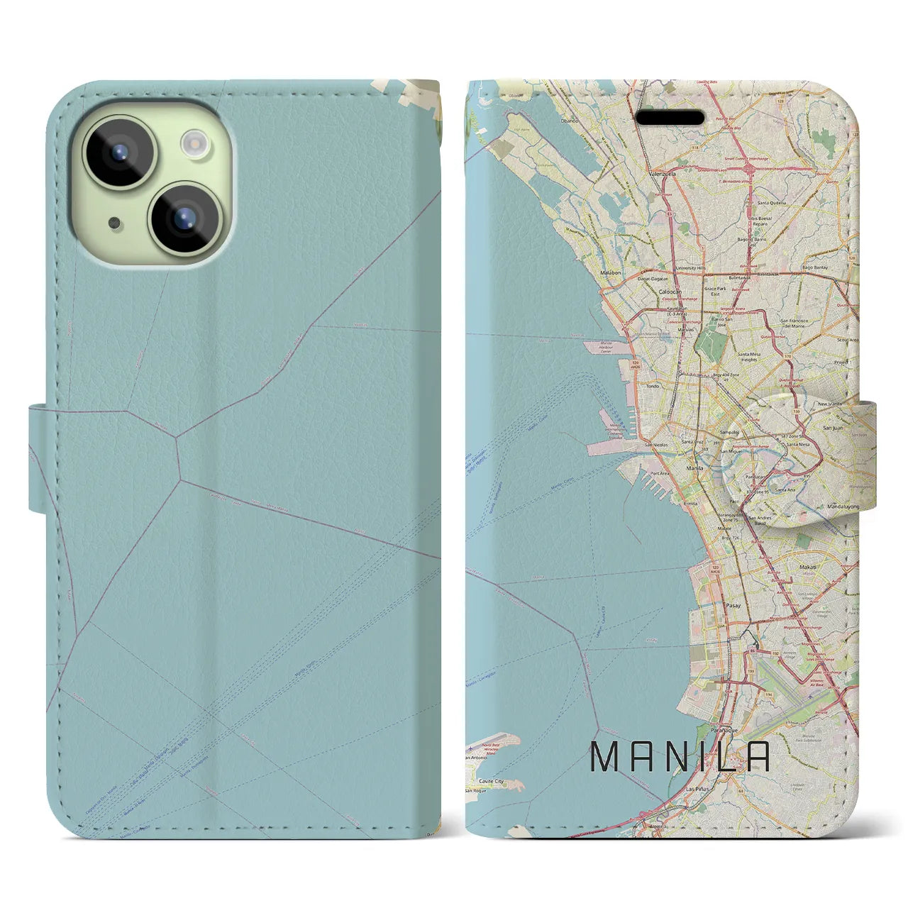 【マニラ(フィリピン)】地図柄iPhoneケース(手帳タイプ)